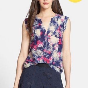 Rebecca Taylor Silk Top Rose Garden Print